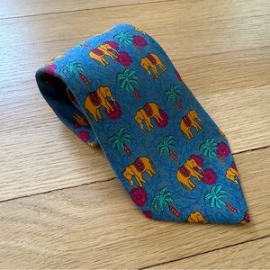 Hermes | Elephant Patterned Blue Tie | Excellent Condition